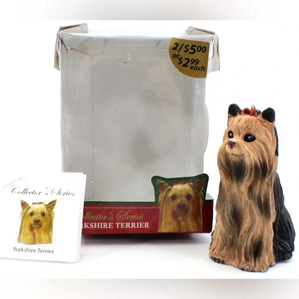 Yorkie Dog Ornament Vintage Figurine Pet Lover Christmas Decor Holiday Gifts
